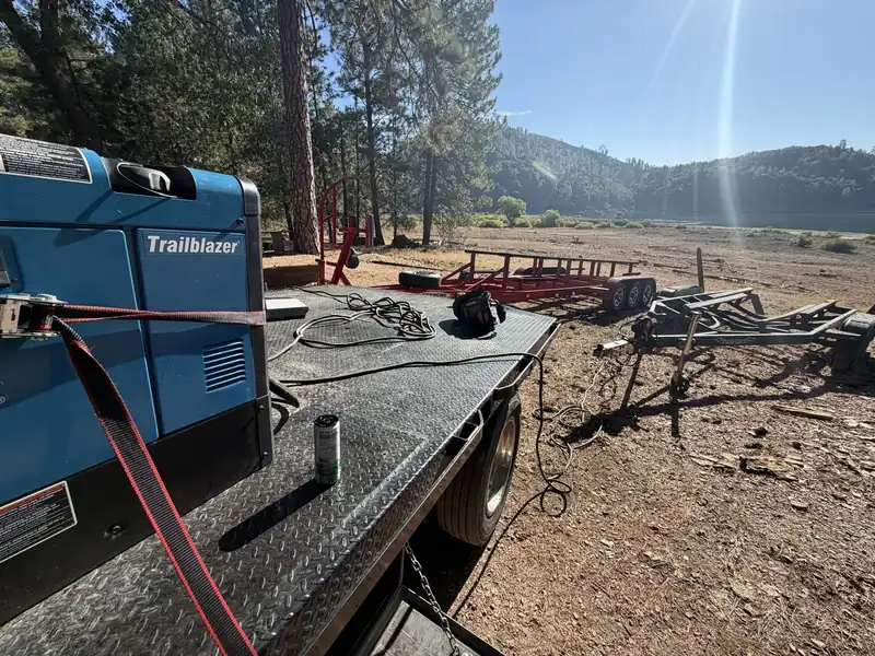 AHT welding rig set up on a job site at Lakehead, Shasta County